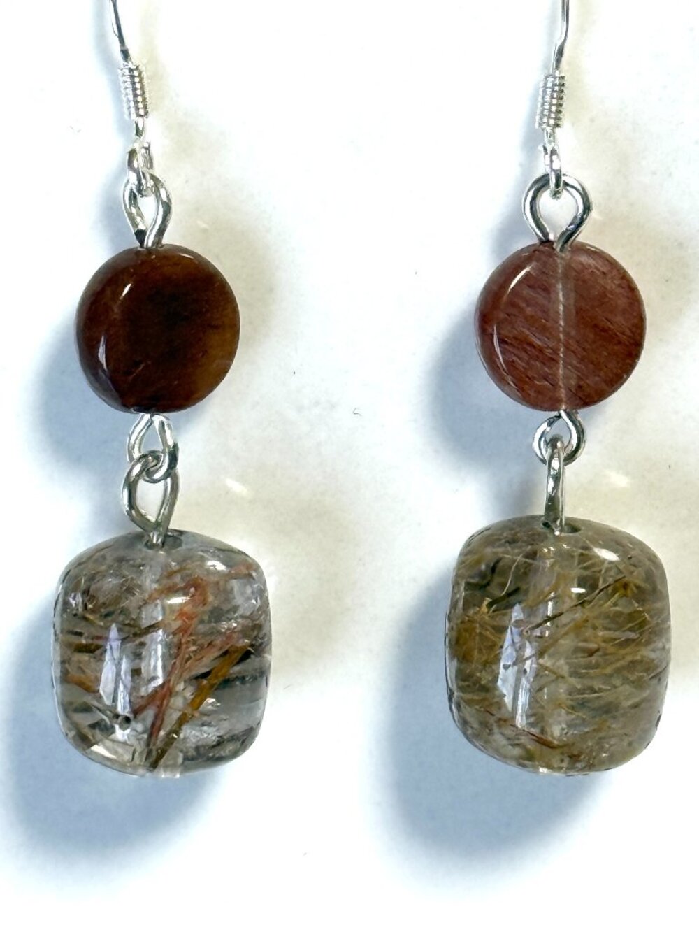 2/$20, Golden Rutilated Quartz Dangle Earrings, Gemstone & Sterling Silver Hook